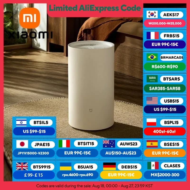 XIAOMI MIJIA Smart Dehumidifier 13L,3 Dehumidification Mode,3L Water Tank,Antibacterial Filter,Chinese Version With Adapter