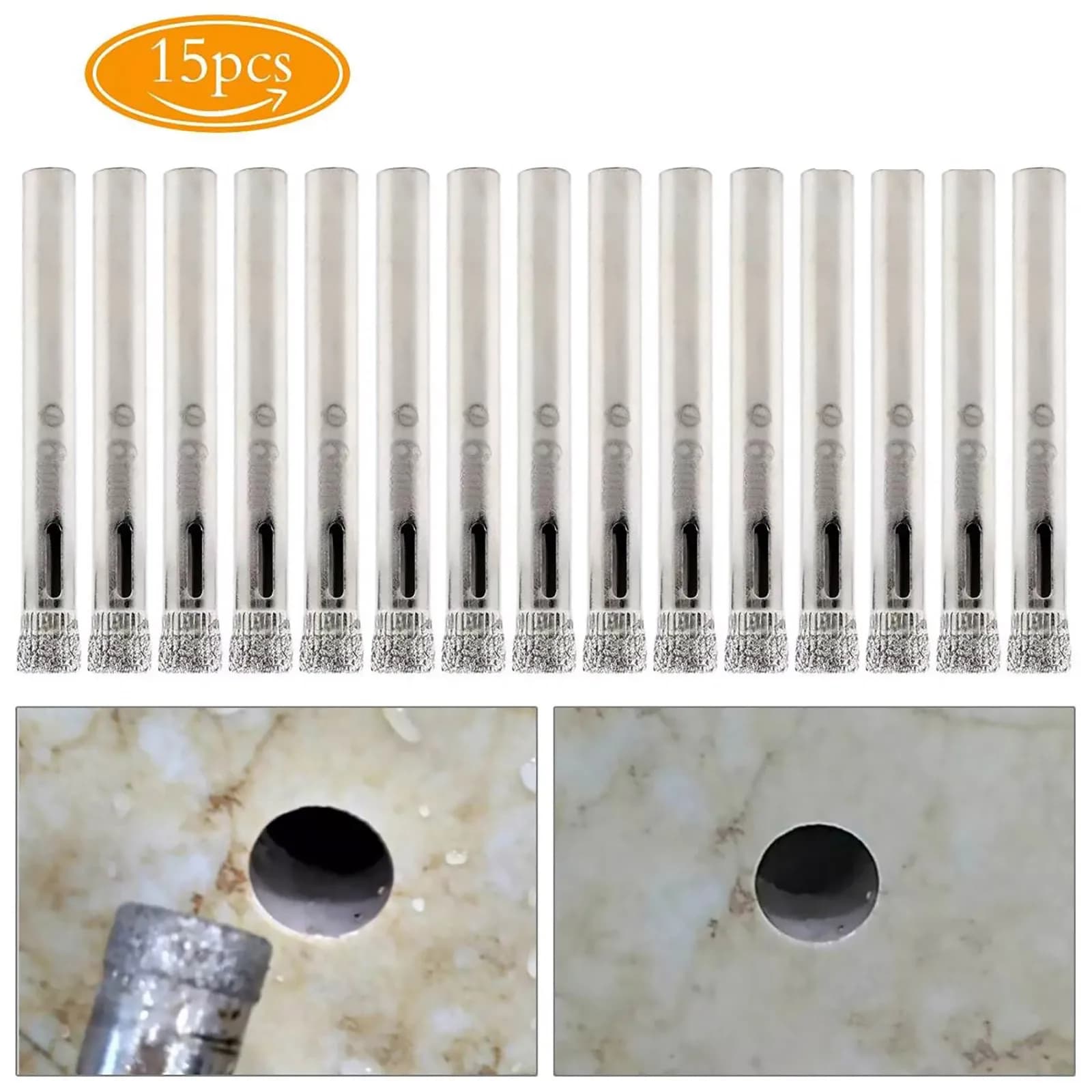 15Pcs/Set 1/4" Shank Diamond Coated Drill Bit Tile Marble Glass Ceramic Core Hole Saw Cutter Opener Bits Drill Bit Tools