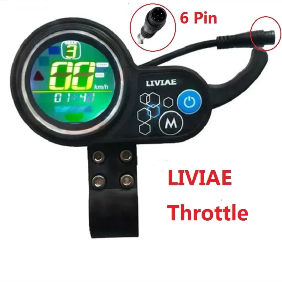 36v48v LIVIAE Speed Meter 6-pin LCD Display Electric Scooter Governor Gas Pedal Color Screen Meter Line Speed Scooter Universal