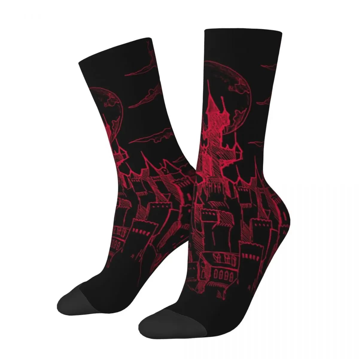 Crazy compression Sock for Men Menacing Castle Hip Hop Harajuku Castlevania Games Happy Quality Pattern Printed Boys Crew Sock