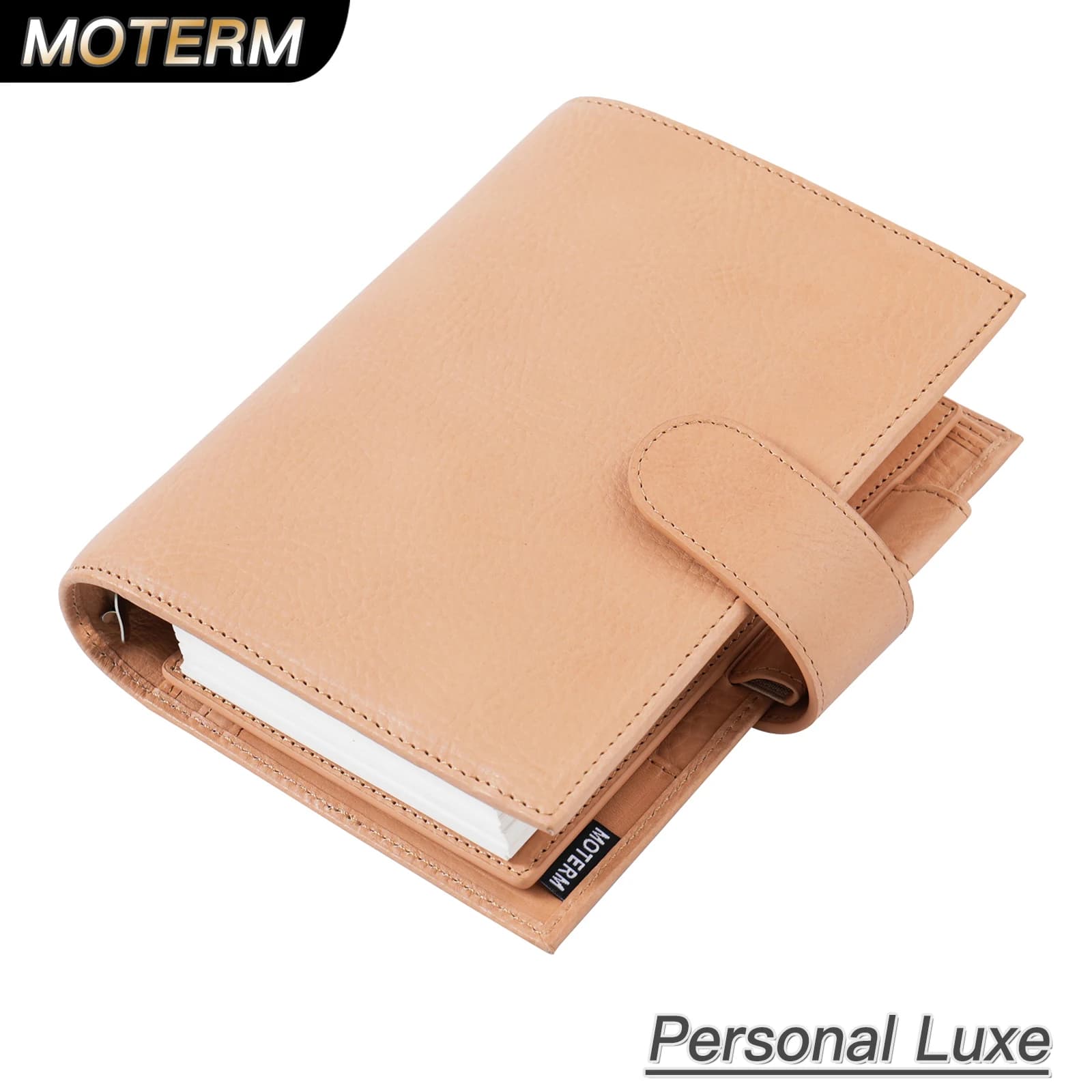 Moterm Full Grain Veg Tan Leather Personal Size Luxe 2.0 Rings Planner Notebook with 30MM Rings Agenda Organizer Diary Journal