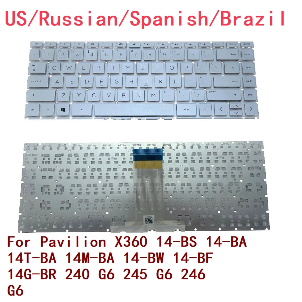 US RU SP BR Backlit Keyboard For HP Pavilion X360 14-BS 14-BA 14T-BA 14M-BA 14-BW 14-BF 14G-BR 240 G6 245 G6 246 G6