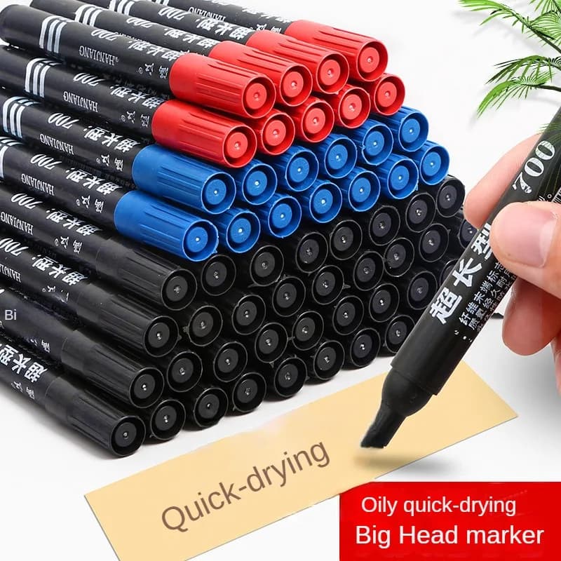3/6Pcs/Set Permanent Marker Pen Fine Point Waterproof Ink Thin Nib Crude Nib Black Blue Red Ink 1.5mm Fine Color Marker Pens