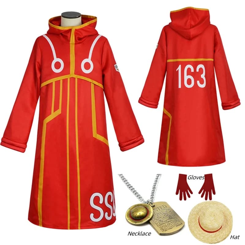Egghead Island Costume Monkey D Luffy Robe Cosplay Costume 163 Luffy Jacket Coat Hat Outfit Halloween Suit