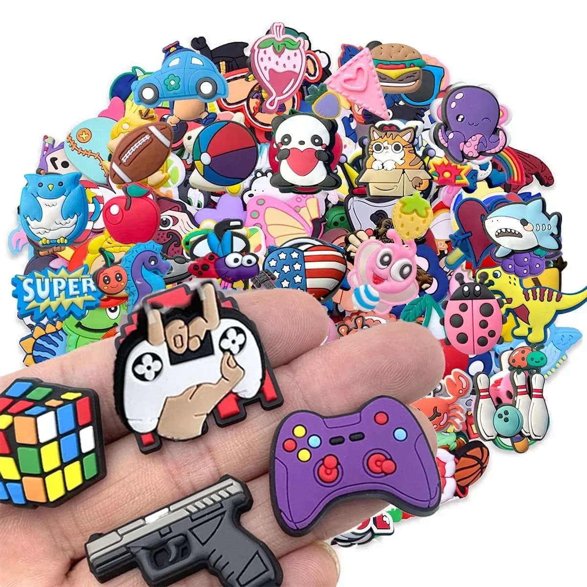 Random Shoe Charms for Crocs Accessories Set Shoes Charm for Croc Decorations Pins Men Accessory Jeans Woman Clogs Clips Badges