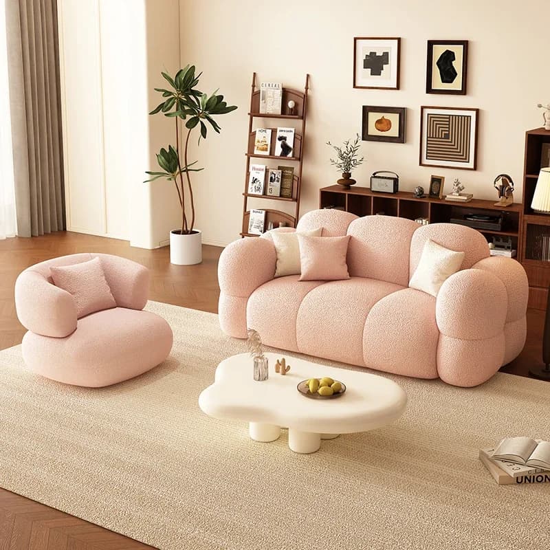 Designer Pink Living Room Sofa French Cream Style Small Apartment Unusual Couch Beauty Straight Lounge Sofa Inflavel Furniture