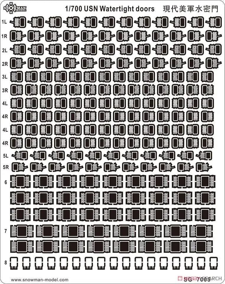 Snowman SG-7005 1/700  Modern USN Watertight Doors Photo-etched Parts