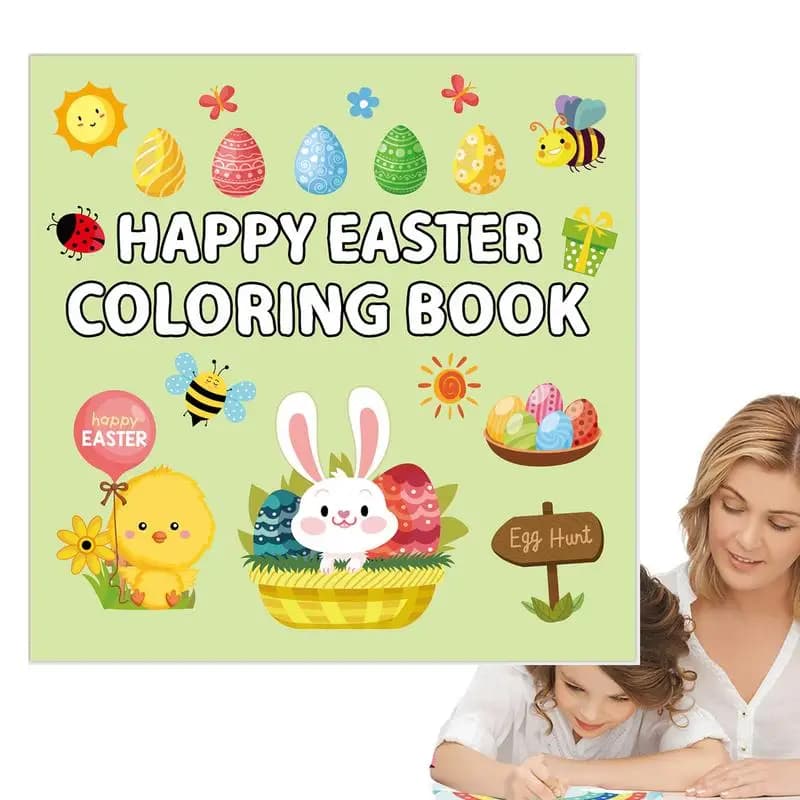 Cartoon Coloring Book Cute Easter Easy Game Book Coloring Book Stress Relief Adult Cartooning 40Pages Bold Drawing Book For