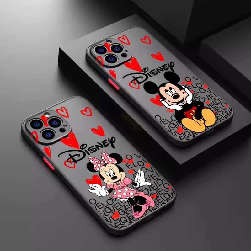 Disney Mickey Minnie Mouse Frosted Translucent For Apple iPhone 15 14 13 12 11 XS XR X 8 7 SE Pro Max Plus Mini Matte