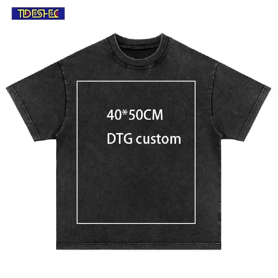 TIDESHEC HipHop T Shirt Streetwear DTG Custom Graphics Cotton Men Oversize Harajuku Men Vintage Custom Short Sleeves