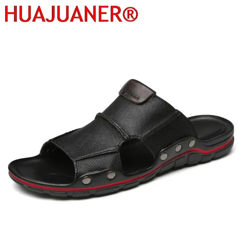 2025 Summer Men Fashion Shoes High Quality Luxury Slippers Men's Flip Flops Leisure Walk Beach Casual Sandals Breathable Rubber