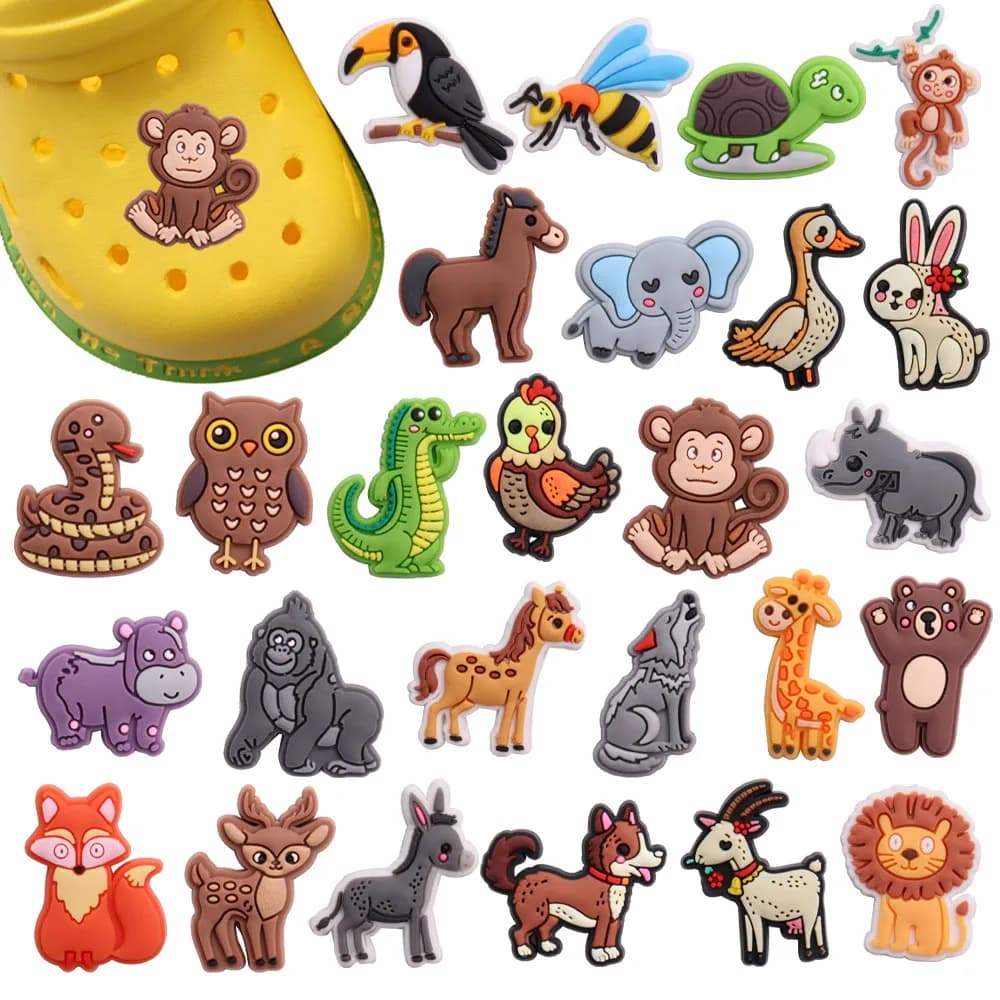1pcs Cartoon Animals Shoe Charms Elephant Turtle Monkey Shoe Accessories Clog Decorations for Kids Party X-mas Gifts