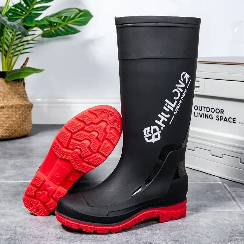 Mens non-slip Rain Boots Men's Water Boot Waterproof fishing Shoes Wear-resistant Work Chef Shoe Men High Tube Style Rubber Shoe