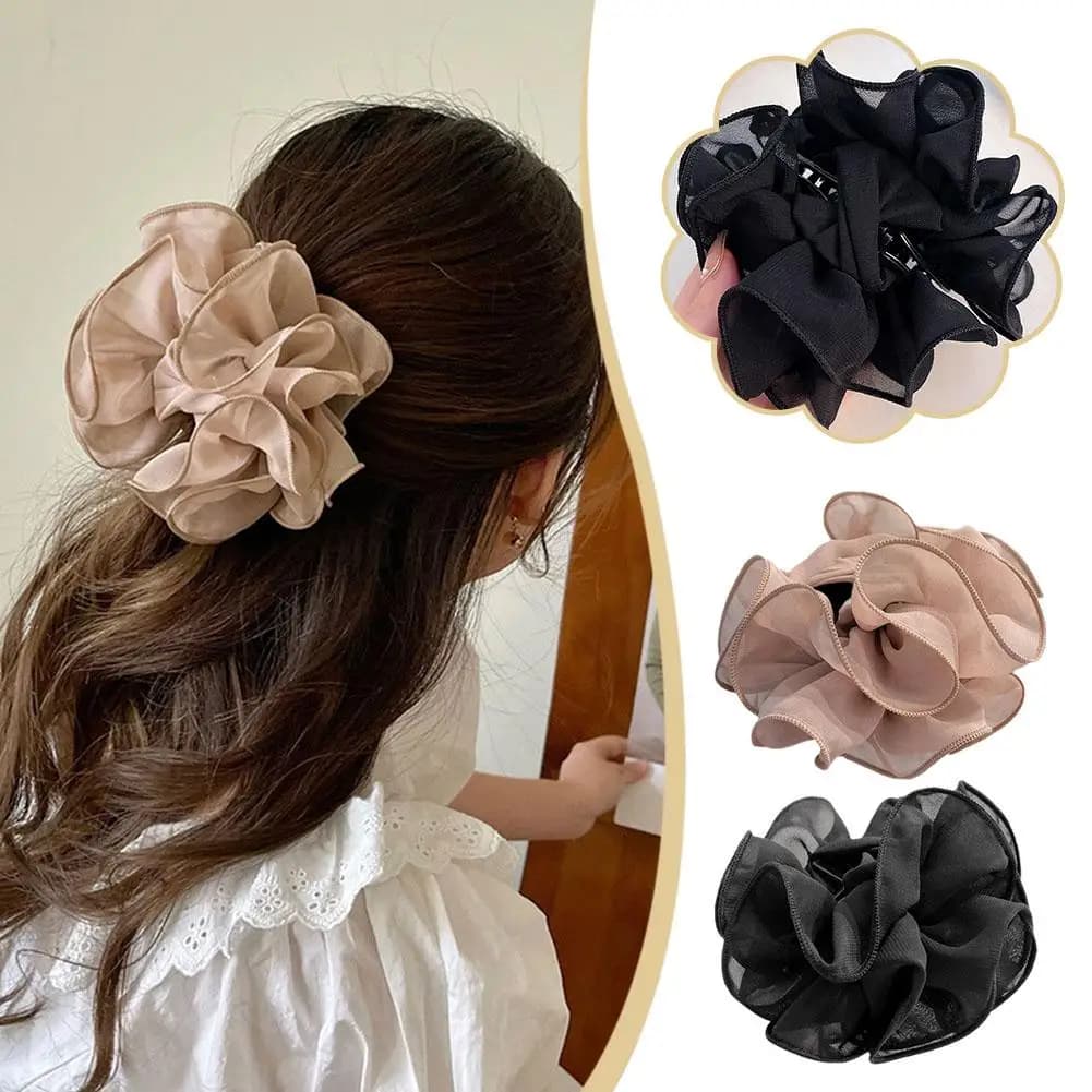 Fabric Floral Hair Claw Clips For Women Girl Large Ribbon Claw Clip Hair Bow Big Flower Clip Jaw Clips Clamps Hair Accessories