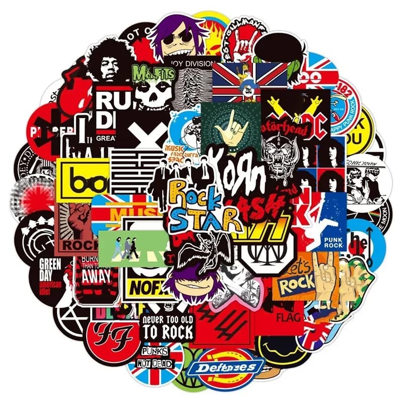 100pcs Classic Graffiti Rock Roll Stickers Music Band Decals for DIY Helmet Guitar Phone Laptop Motorcycle Luggage