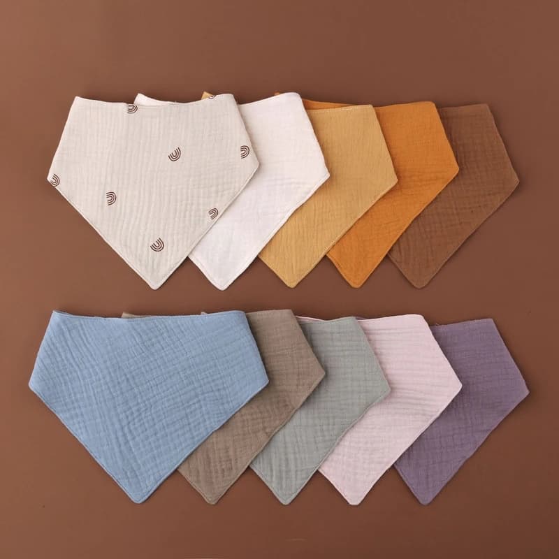 Soft Cotton Baby Bib Triangle Scarf Solid Color Snap Button Bibs Baby Feeding Drool Saliva Towel Bandana Burp Cloth Baby Stuff