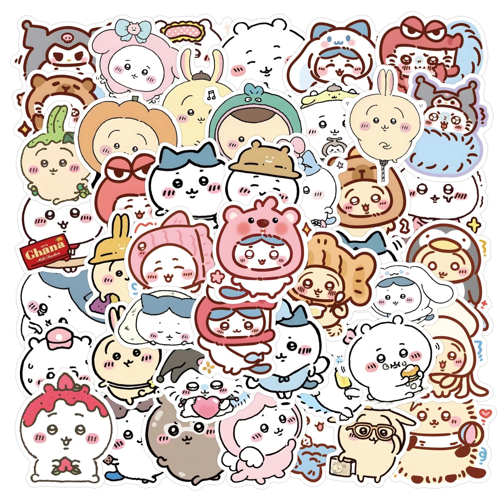 64PCS Cute Chiikawa Stickers Cartoon Laptop Phone Phone Case Luggage Fridge DIY Decal Graffiti Waterproof Sticker Kid Toy