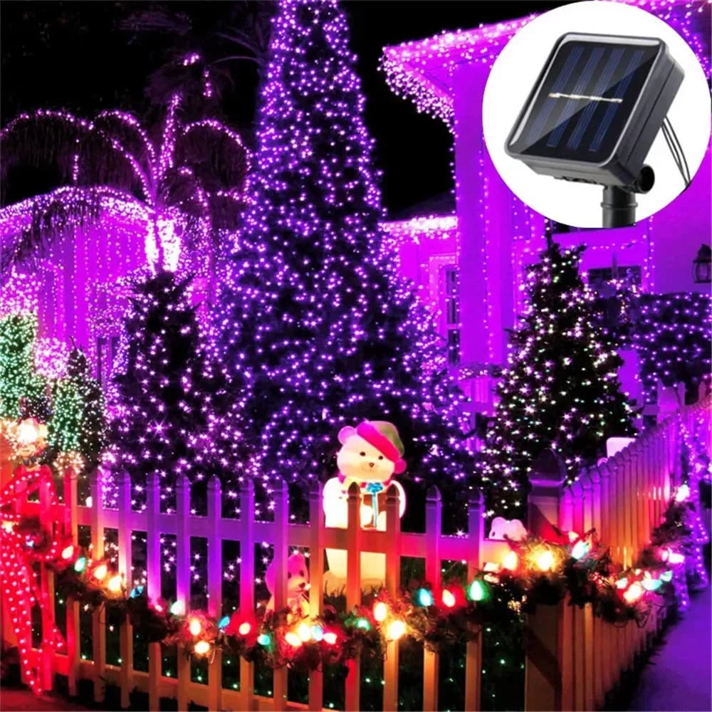 8Colors Outdoor Solar Light Garden Warm/Purple/RGB LED Strip String Fairy Lights Solar Lamp Waterproof Garland Christmas Decor