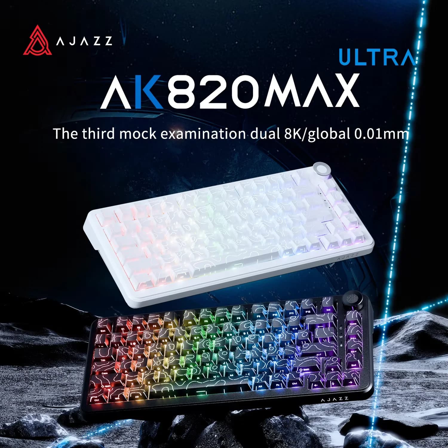 AJAZZ AK820 Max Ultra HE Magnetic Switch Keyboard 75% Wireless Gaming Mechanical Keyboard 8K ARGB Bluetooth Keyboards for Gamer