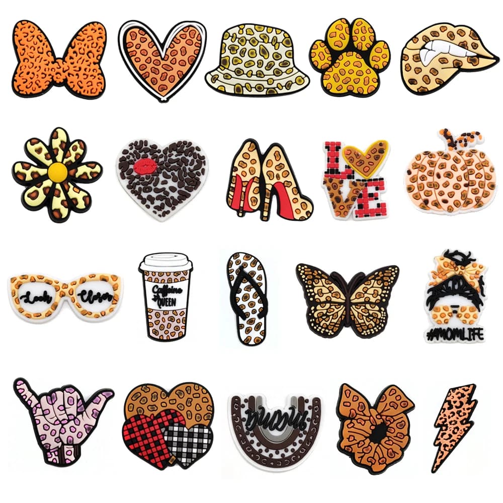 Leopard Shoe Charms Pin Single Sale for Crocs Accessories DIY Shoe Wristband Decoration Kids Women Party X-mas Gifts