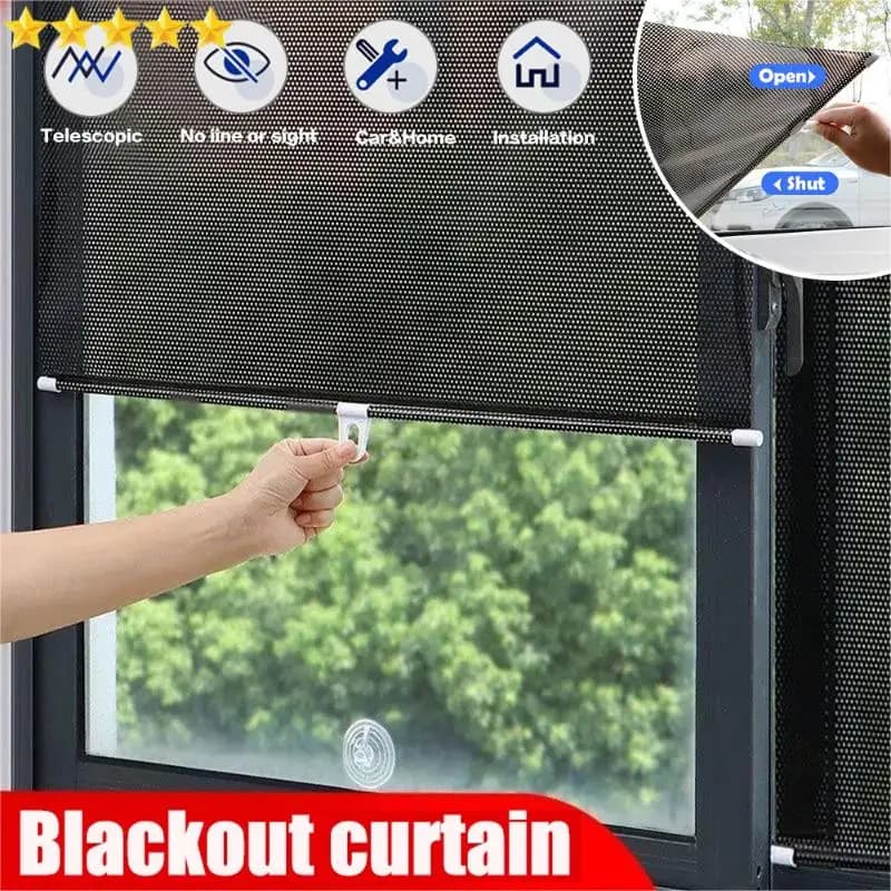 Universal Roller Blinds Suction Cup Sunshade Nail-free Blackout Curtain Car Bedroom Kitchen Office Window Sun-shading Curtains