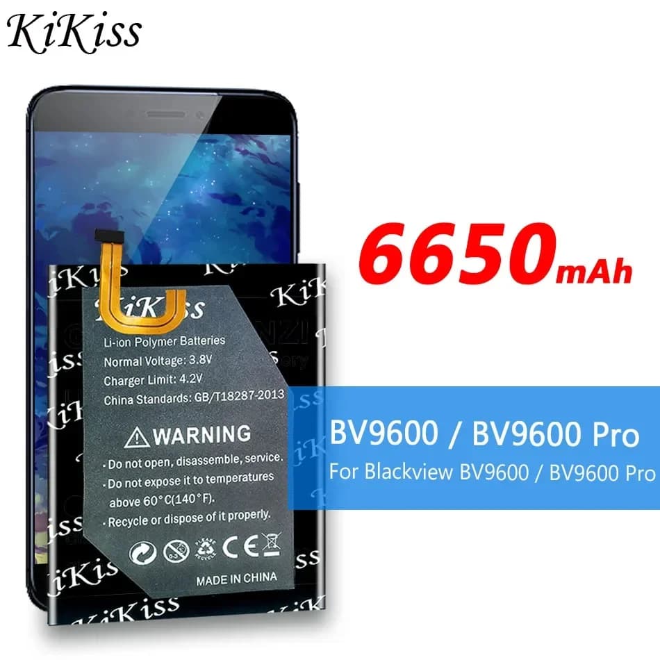 KiKiss 6650mAh BV 9600 Replacement Battery for Blackview BV9600 / BV9600 Pro BV9000 BV8000 BV7000 BV6000 Pro Batteries Bateria