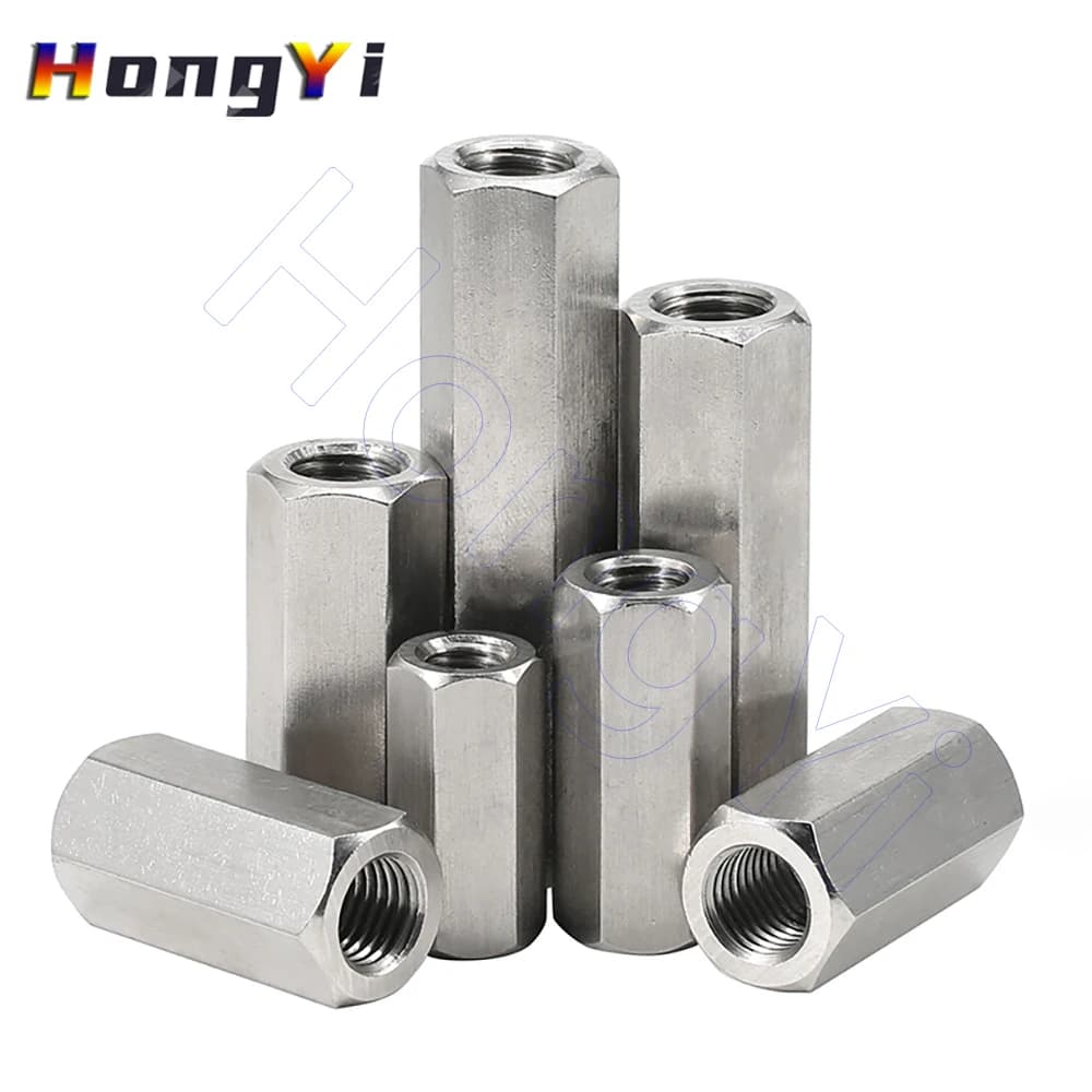 M2 to M24 Hex Coupling Nut 304 Stainless Rod Extension Coupling Nuts, Female Thread Connection Connector, Joint Sleeve Screw Nut