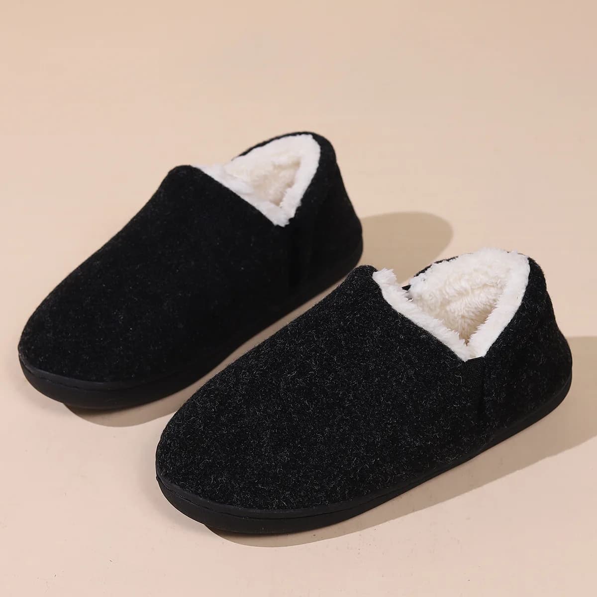 Smile Pop Winter Men Slippers Outdoor Antiskid Men Slippers Fashion Casual Warm Fluffy Slippers Indoor Fur Plush Flat Men Shoes