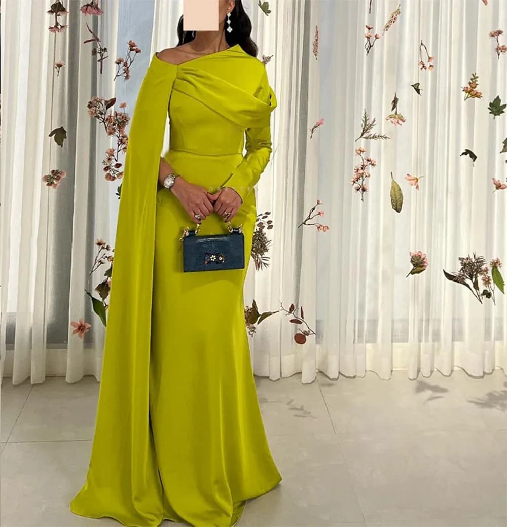 Adeli Elegant Yellow Prom Gown Women Long Sleeve Party Evening Dress Floor Length customized Mermaid Special Occasion Dresses