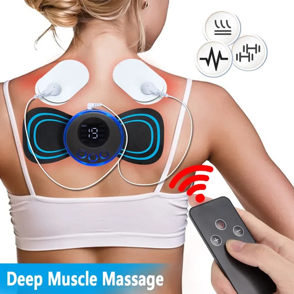Portable Neck Massager EMS Muscle Stimulator Electric Cervical Massage Patch Low Frequency Pulse Massage Pads Pain Relief Tool