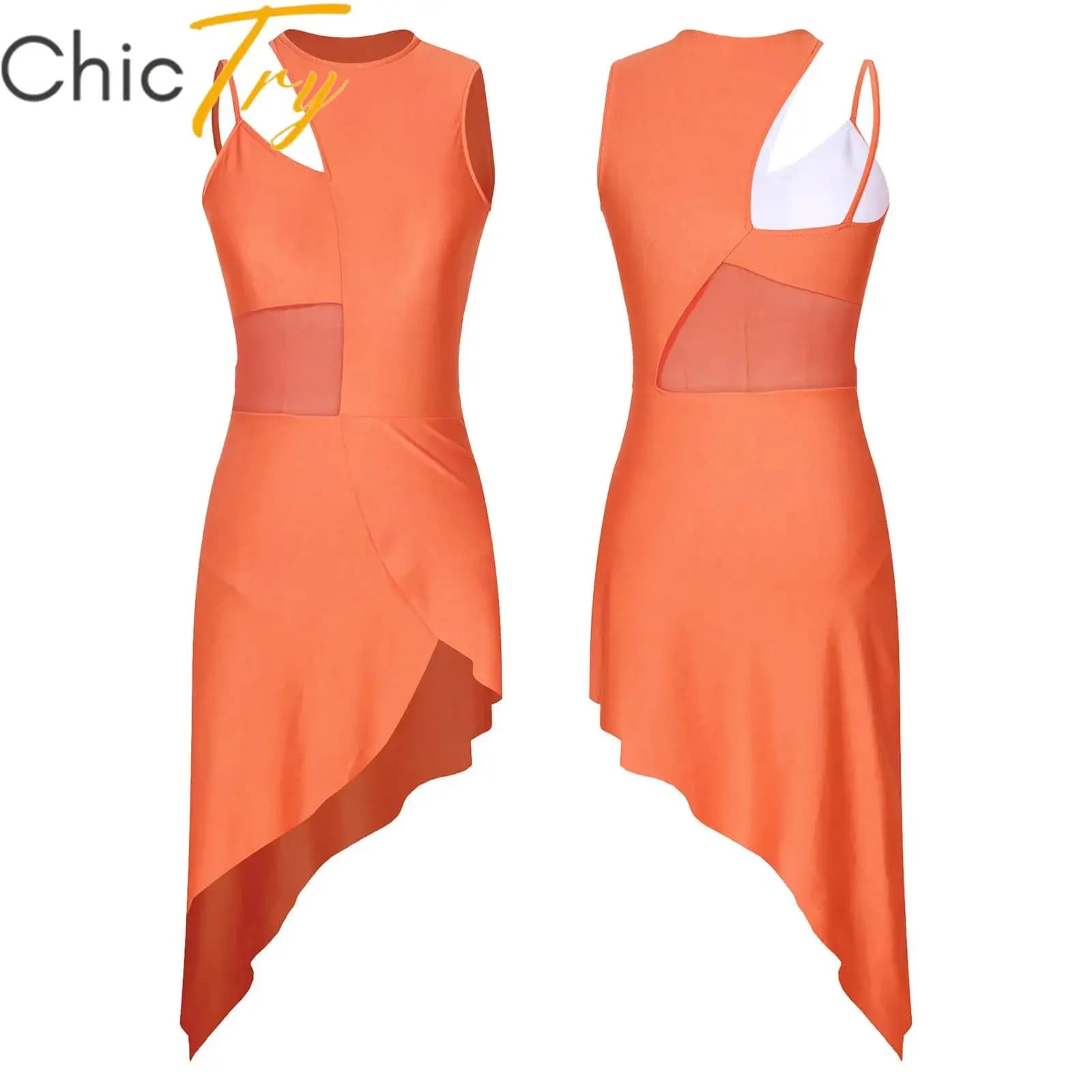 Womens Sleeveless Ballet Lyrical Dance Dress Modern Contemporary Dancing Leotard Skating Dancewear Stage Performance Costume