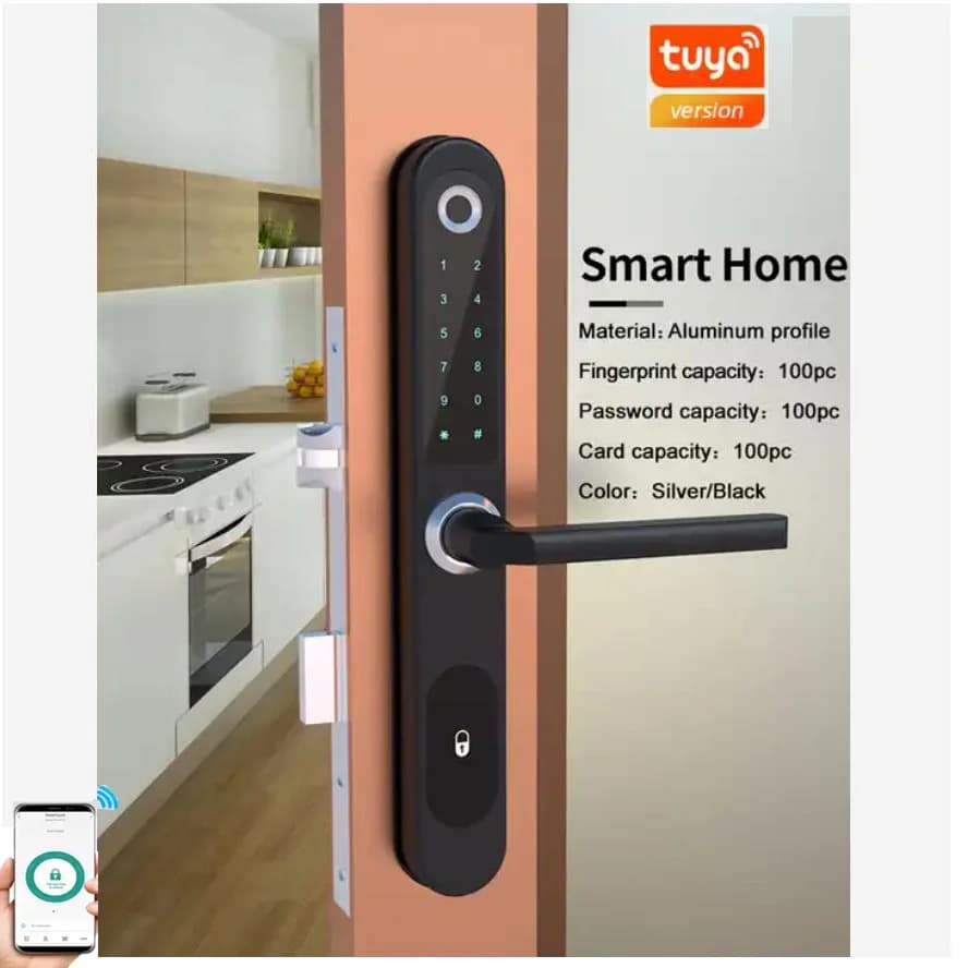 Keyless Entry Sliding Gate Digital Tuya APP Smart Fingerprint Password Lock for Aluminium Doors Outdoors