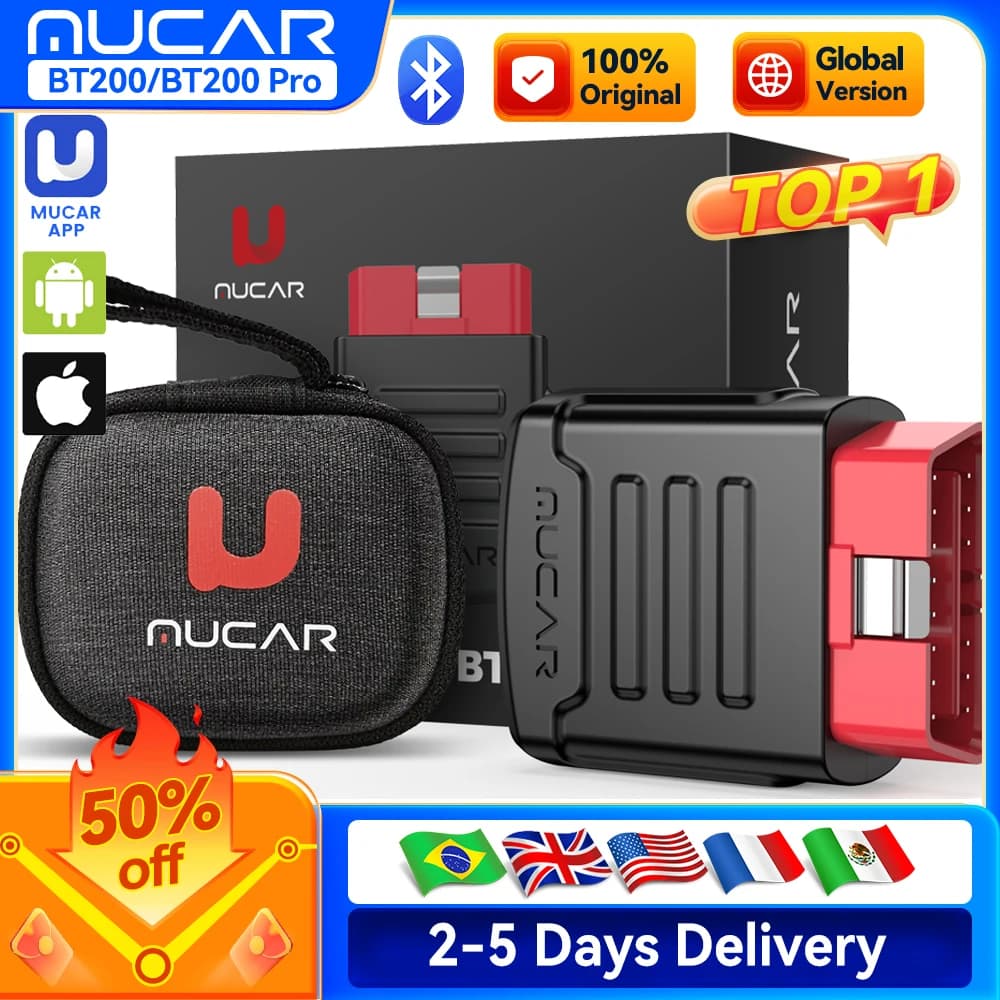 MUCAR BT200/BT200 Pro OBD2 Scanner Diagnostic Tool Bluetooth, Full System Automotive Scan Tool Free Oil/SAS 15 Reset Code Reader