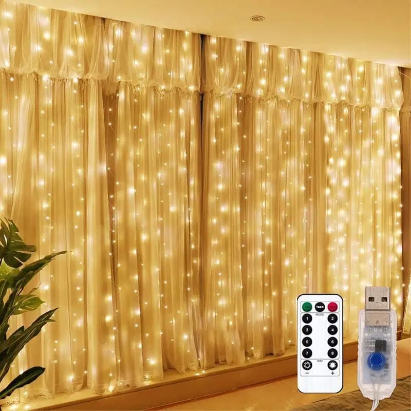 LED USB Curtain Light Garland Birthday Decoration 3M 4M 6M 8 Mode Fairy String Light Holiday Light Wedding Party Christmas Decor