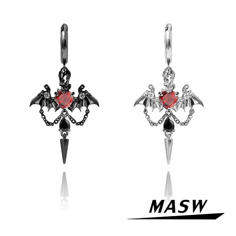 MASW Original Design Cool Trend Jewelry Hiphop Personality Glass Metal Wing Dangle Earrings For Women Girl Party Gift