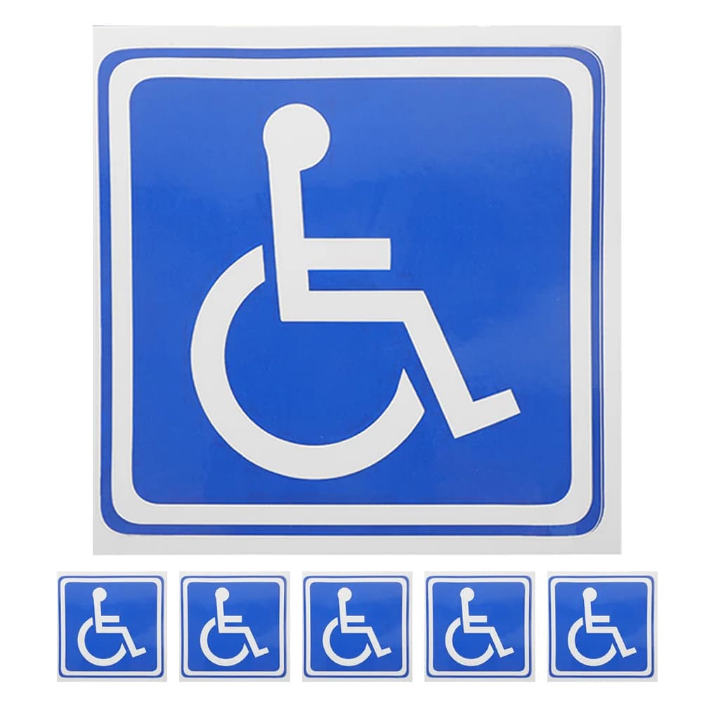 6Pcs Wheelchair Symbol Stickers Disabled Signage Car Windows Parking Signs Handicapped Tags Adhesive Labels Traffic Signal