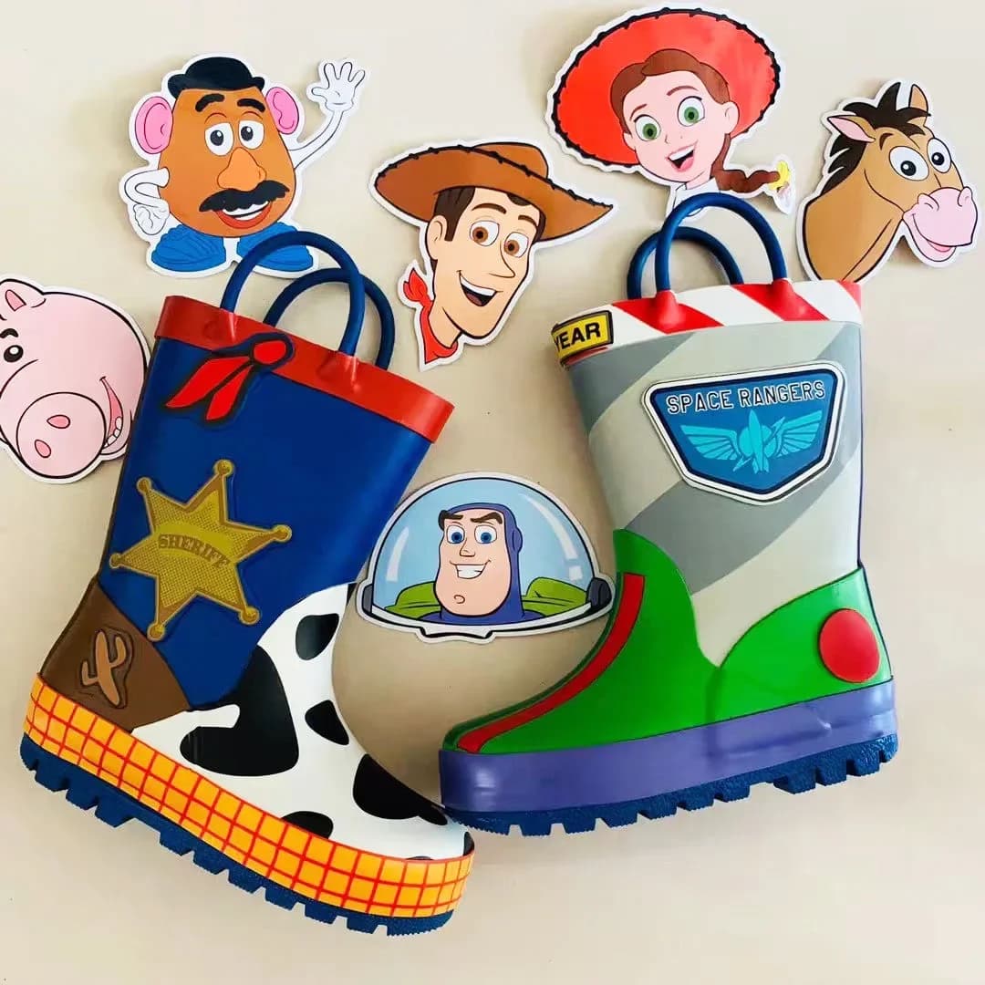 New  cartoon kids Story Rain Boots Student Rain Boots Children's  Fashion Non-Slip shoes