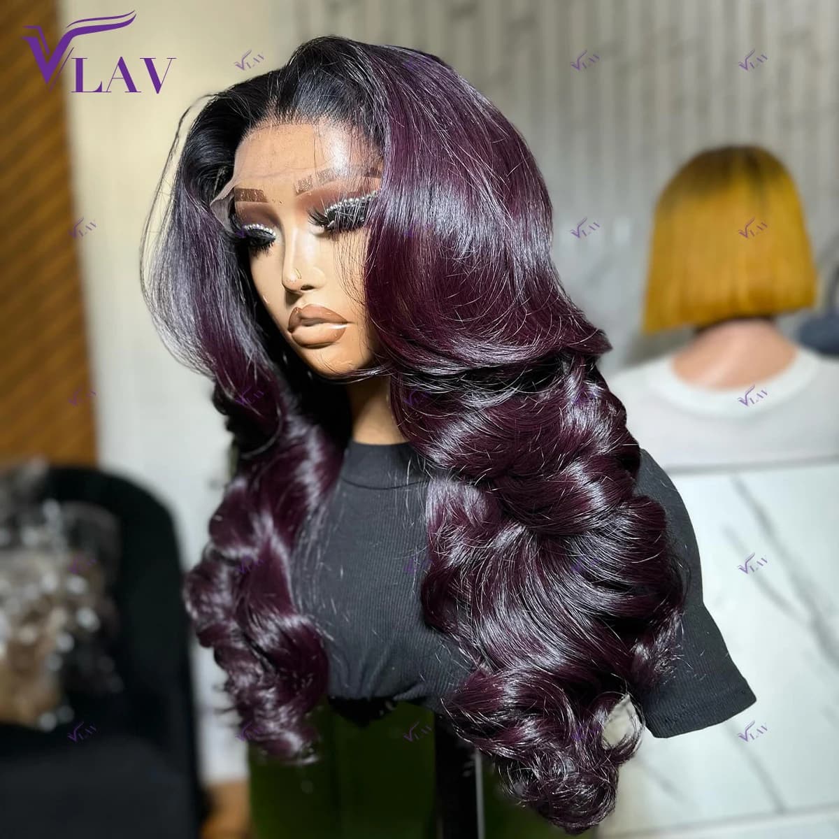 Deep Purple Body Wave Lace Front Wigs Dark Burgundy 360 HD Lace Frontal Wigs for Women Transparent Glueless Wigs 100% Human Hair