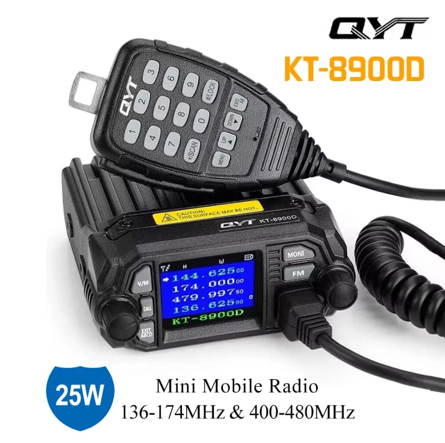 QYT KT-8900D Mini Mobile Radio Dual Band 136-174MHz & 400-480MHz 25W Walkie Talkie  KT8900  Transceiver Station