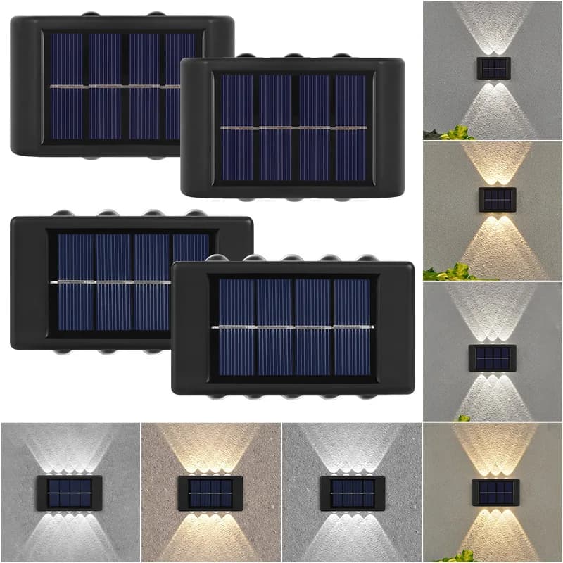 Solar Wall Lamp Outdoor Waterproof Solar Powered Light UP and Down Illuminate Home Garden Yard Decoration Outside Sunlights