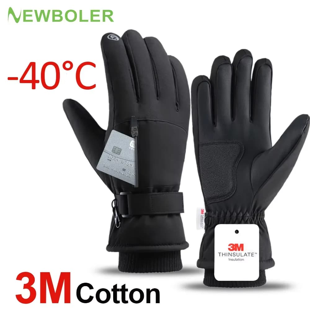 Men Winter Waterproof Cycling Gloves Outdoor Sports Running Motorcycle Ski Touch Screen Fleece Gloves Non-slip Warm Full Fingers