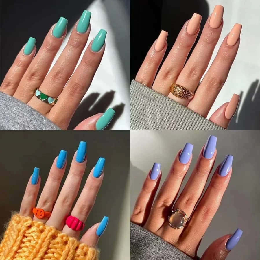 24Pcs/Set Removable Wearing False Nails Patch Solid Color Simple Medium Long Ballet Press on Nail Tips Short Fake Nails Art Uñas