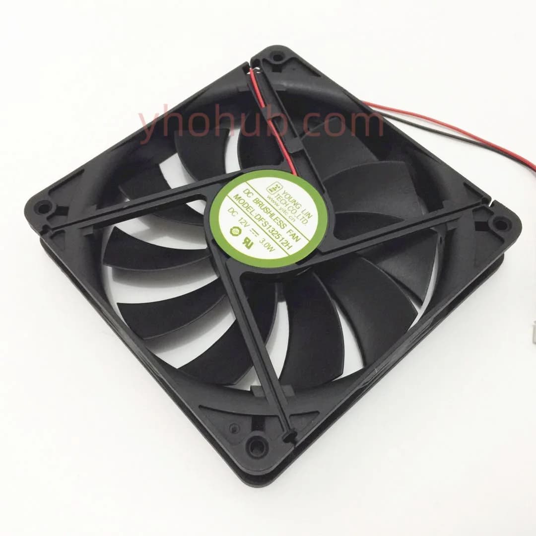Young Lin DFS132512H DC 12V 3.00W 135x135x25mm 2-Wire Server Cooling Fan