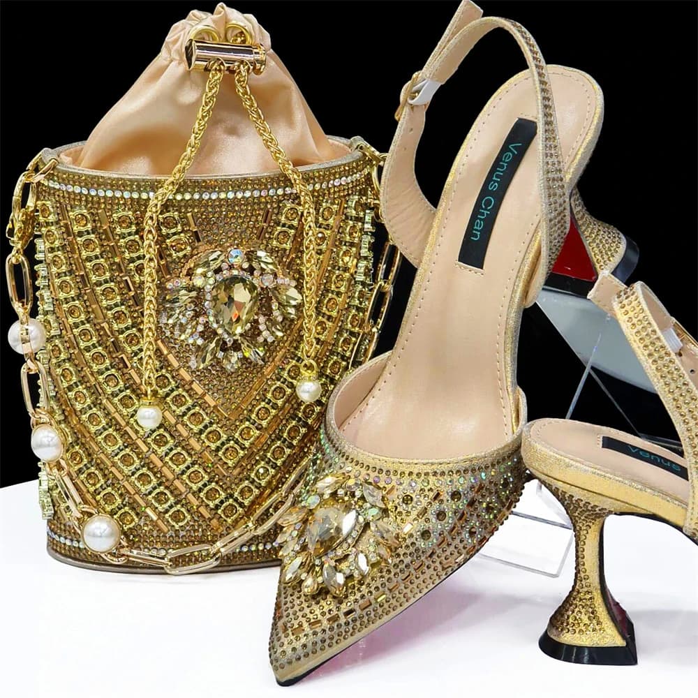 doershow beautiful style Italian Shoes With Matching Bags African Women Shoes and Bags Set For Prom Party Summer Sandal HDF1-6