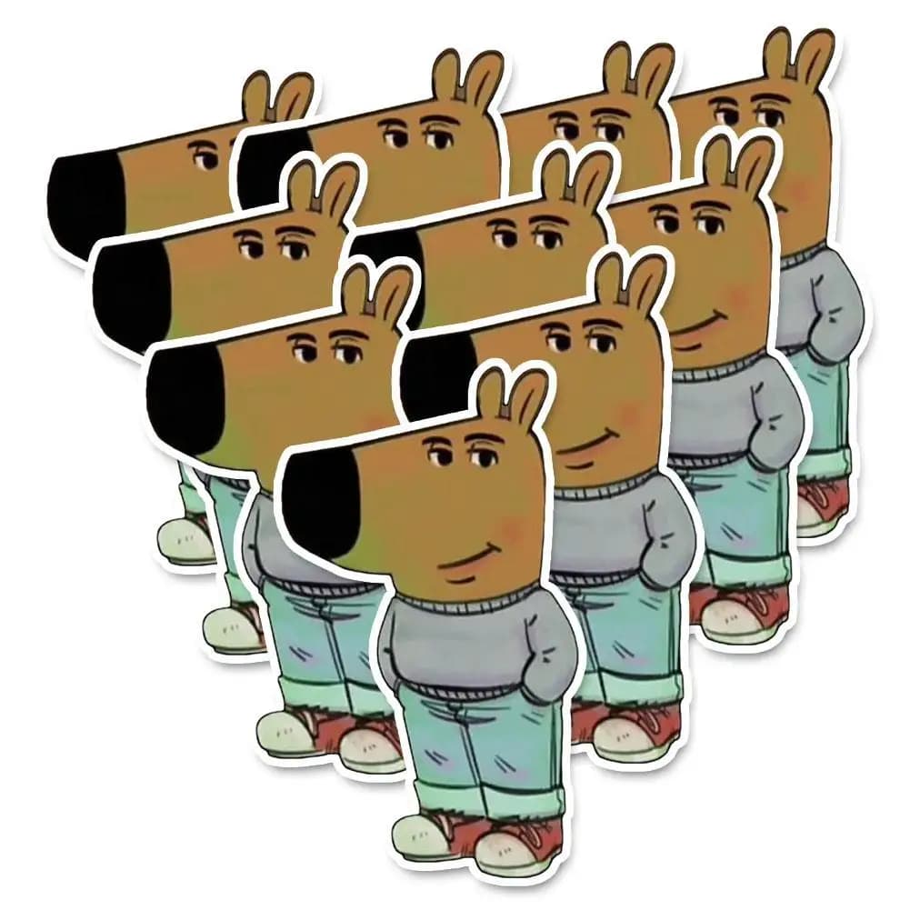 10Pcs Funny Chill Guy Girls Dog Meme Stickers Graffiti Decals For Laptop Phone Case Notebook Water Bottle DIY Decoration