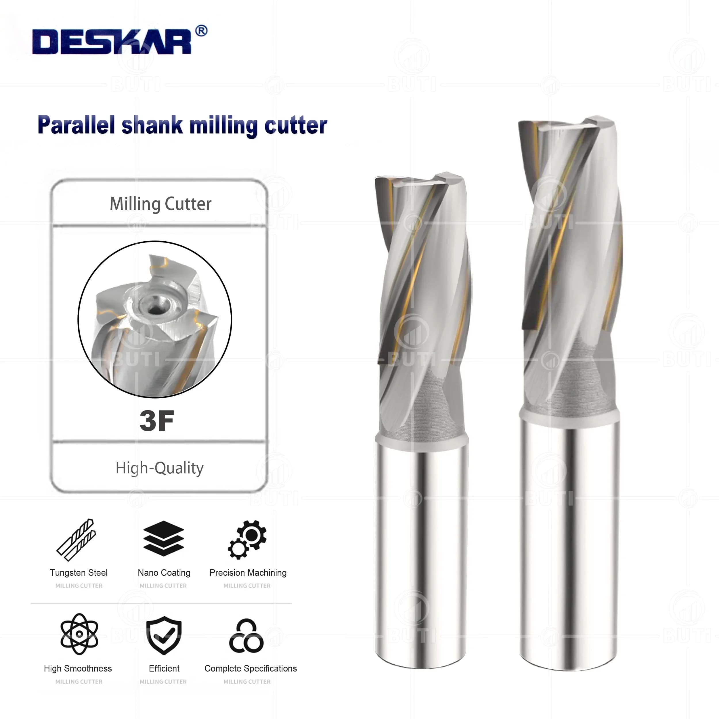 DESKAR 100% Original CNC Lathe Tools BK10 BK30 12x26x87-F3-M12 Inlaid Alloy Embedded Straight Shank Spiral Milling Cutter Part