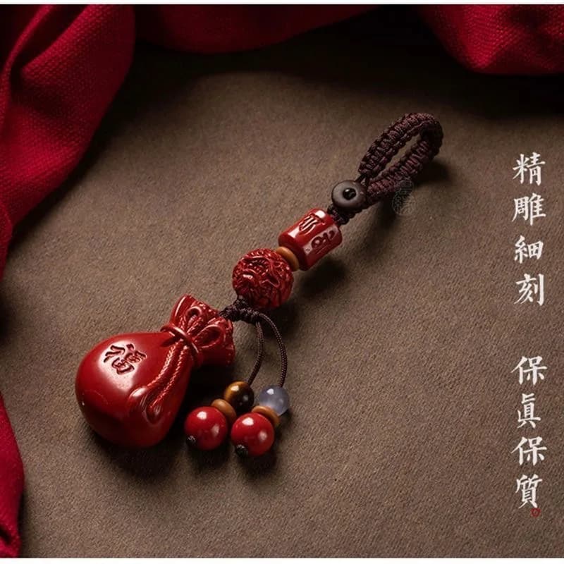 Luxury Red Cinnabar Lucky Bag Key Buckle Pendant Necklace Natural Genuine Women's Jewelry Accessories Energy Gift Best Seller
