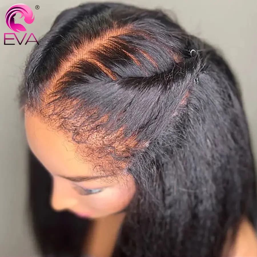 Eva Curly Baby Hair Wig Kinky Straight Human Hair Wig 360 Glueless Full Lace Wigs Pre Plucked 13x6 HD Lace Frontal Wig For Women