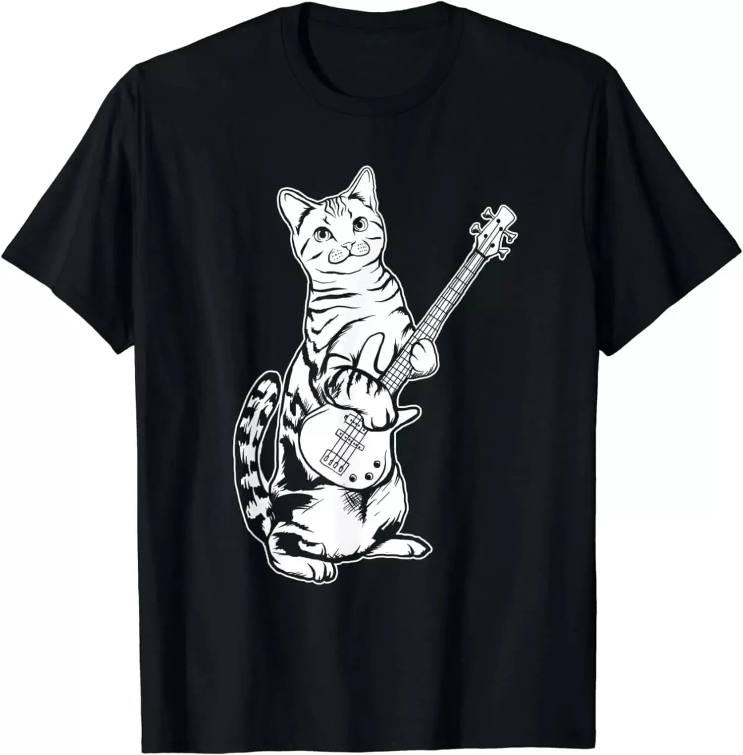 Funny Cat Playing-Bass Cool Gift Unisex T-Shirt S-5XL