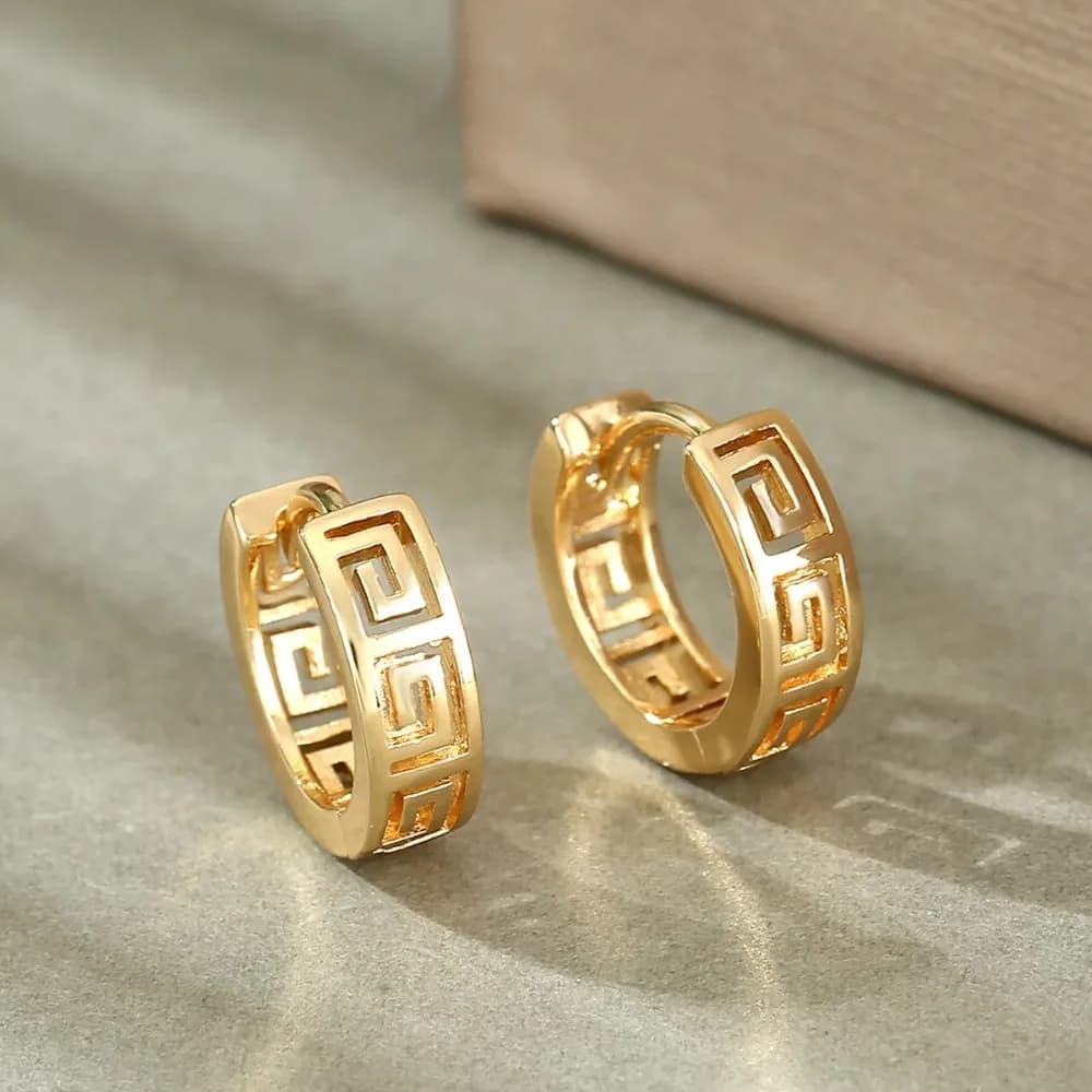 Copper Temperament Retro Geometric Clip Earrings,  Simple and Fashionable Women's Earrings, Simple Geometric Pattern Earrings